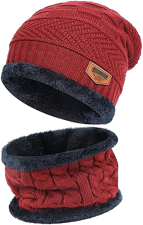 BTfash Mens Winter Beanie Hats Scarf Set (2 Piece Combo)