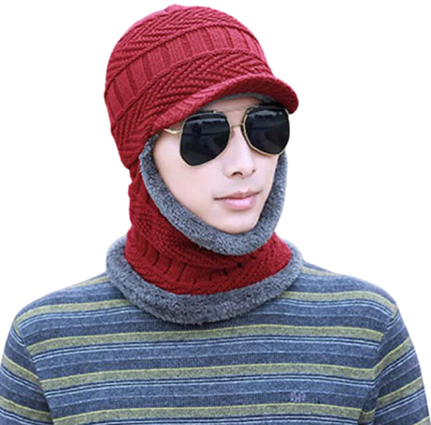 BTfash Mens Winter Beanie Hats Scarf Set