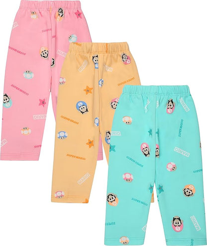 BTfash Unisex Kids Regular Fit PolyCotton Pajama Pants Pack of 3