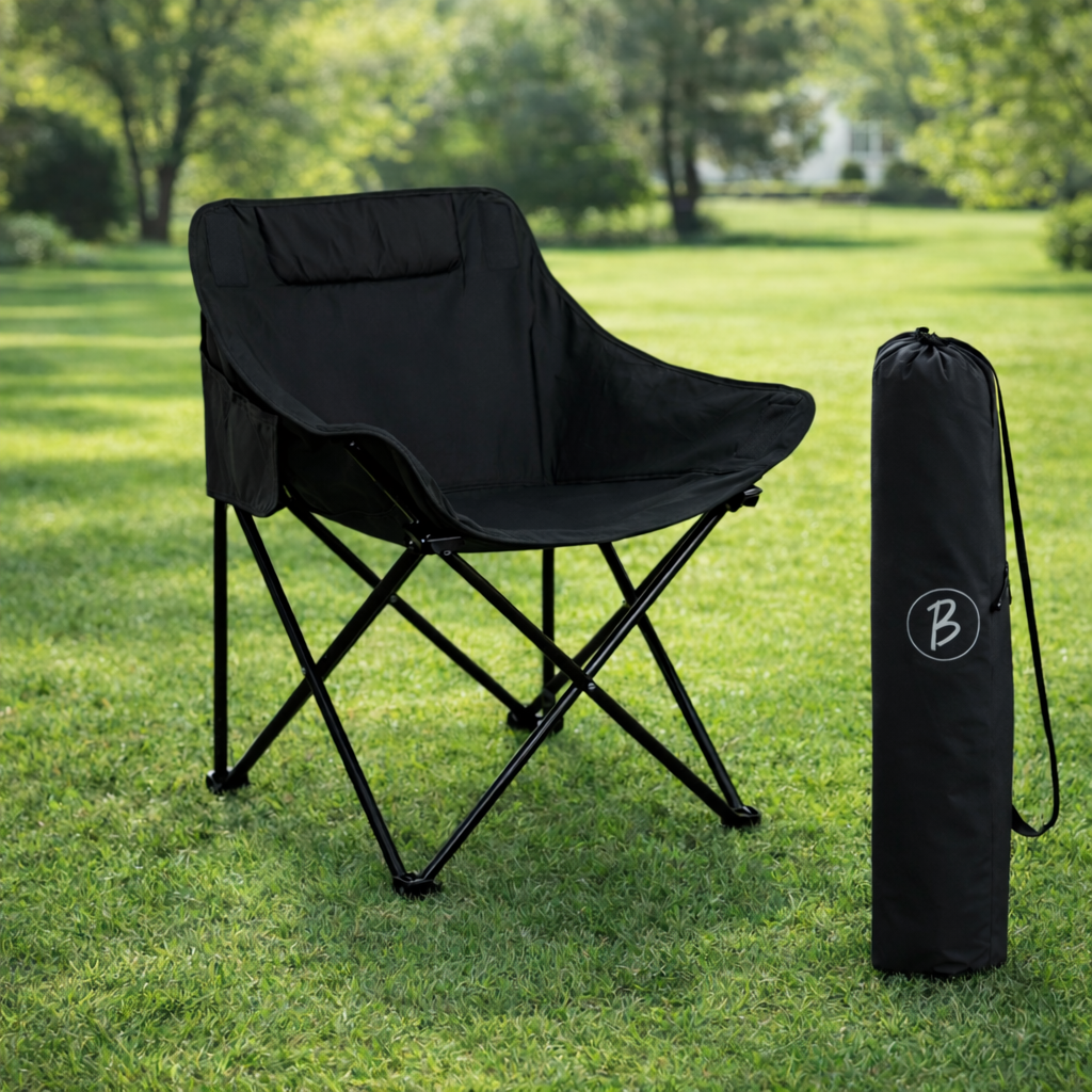 Bimla Traders Foldable Camping Chair with Carry Bag, Portable Outdoor Folding Chair for Camping, Picnic, Garden and Travel, Heavy Duty Metal Frame.