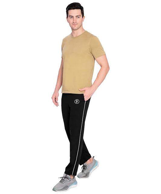 Btag Mens Regular Fit Comfortable Cotton Track Pants with Both Side Zipper Pocket