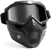 BTfash Anti Scratch UV Protective Motorcycle Face Mask with Detachable Goggles | Anti-Fog UV Protection Riding Mask with Removable Breathable Filter | Full Face Windproof Shield for Biking.(Black)