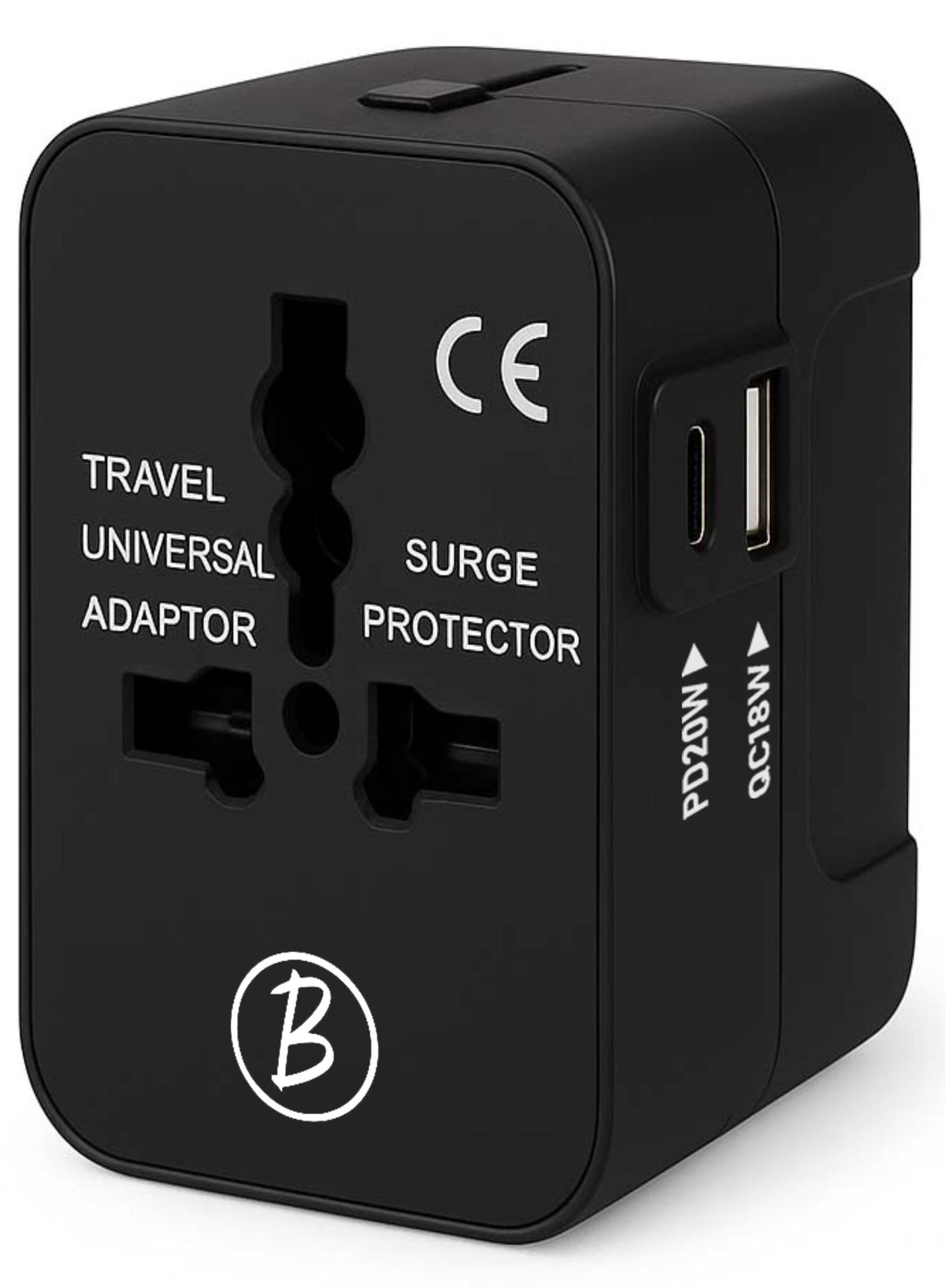 Btag Universal Travel Adapter All-in-One Worldwide Plug Adapter, International with Dual USB Ports , Multi-Country Power Outlet, Compact Adapter