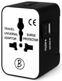Btag Universal Travel Adapter All-in-One Worldwide Plug Adapter, International with Dual USB Ports , Multi-Country Power Outlet, Compact Adapter