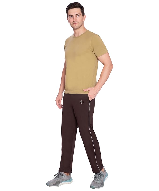 Btag Mens Regular Fit Comfortable Cotton Track Pants with Both Side Zipper Pocket