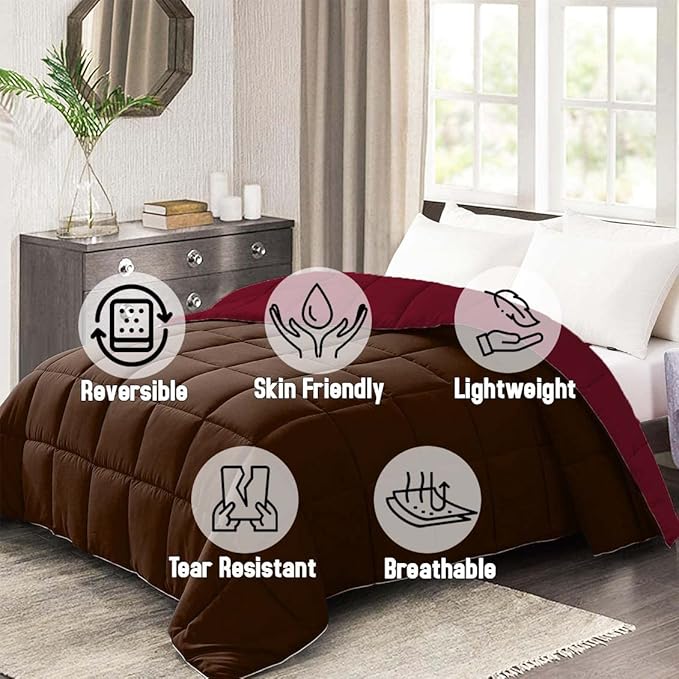 Btag Microfiber Reversible AC Comforter or Blanket for Double Bed | Ultra Soft & Dual Colour All Weather Duvet 500 GSM
