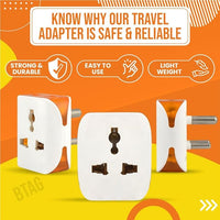 CRAE 6 Amp 3 In 1 Plug Rectangular Shape Plastic White Socket