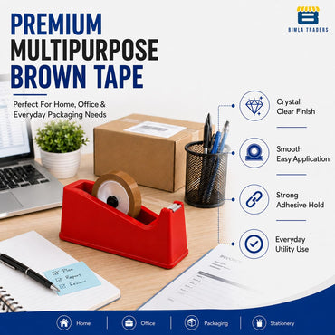 CRAE Brown Packaging Cello Tape For Office, Home and E-Commerce Packing | 100M