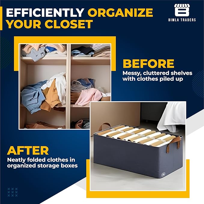 Crae Clothes, Foldable Clothes Storage Baskets for Wardrobe, Books, Saree, Shirts, Stationery Paper, Document Toy, with Handles |