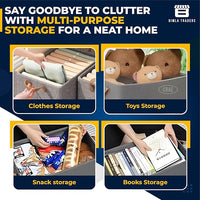 Crae Clothes, Foldable Clothes Storage Baskets for Wardrobe, Books, Saree, Shirts, Stationery Paper, Document Toy, with Handles |