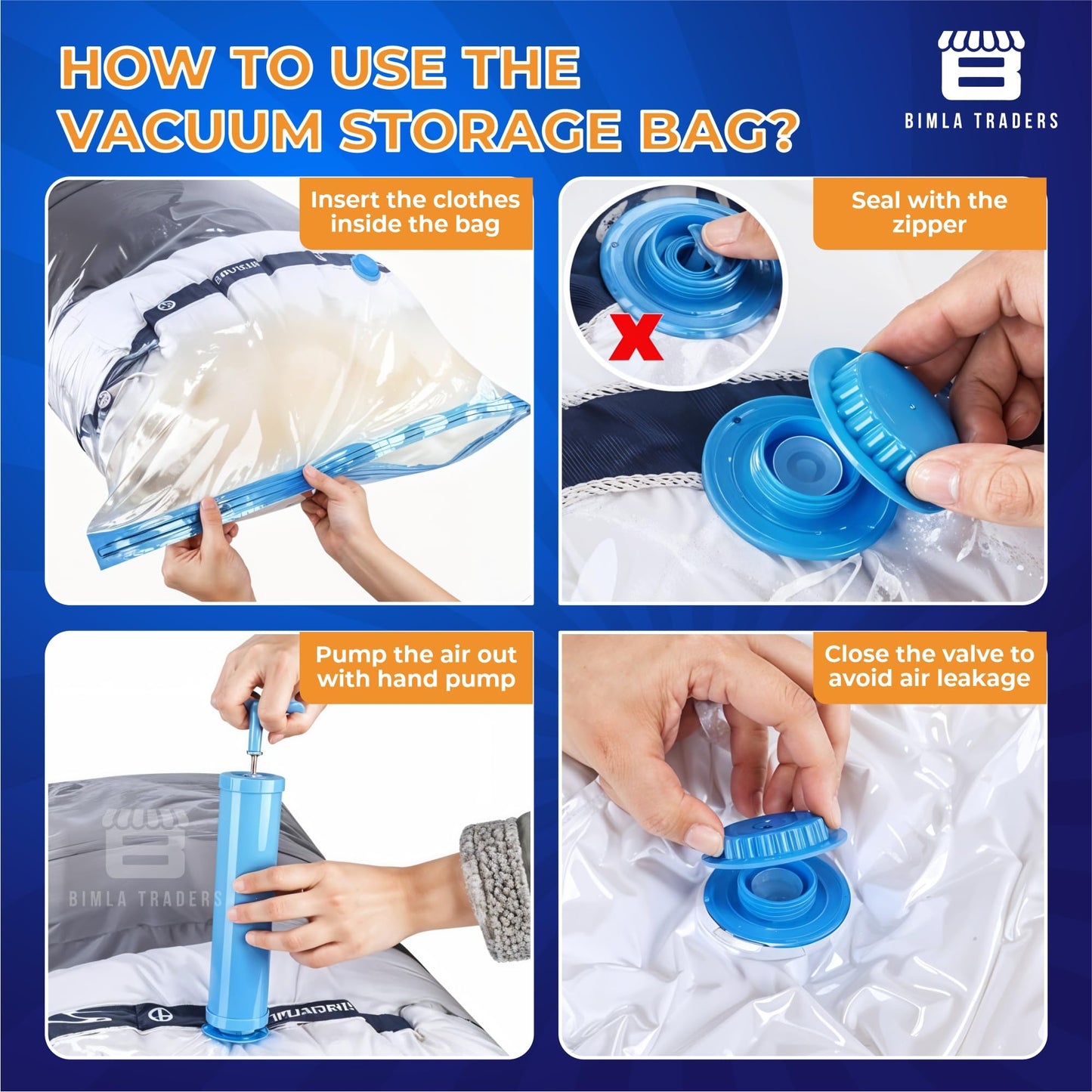Crae Vacuum Storage Bags for Travel,Space Saver Compression Storage Bags for Packing | Airtight Reusable Ziplock with Hand Pump |(2 PIECE 50X70,2 PIECE 60X80,1 PIECE 80X100,1 HAND PUMP) 5 Piece Set
