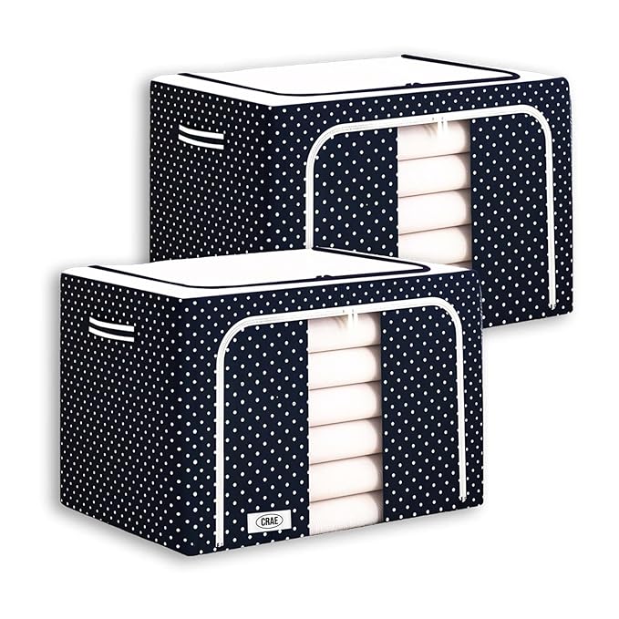 Crae Clothes, Foldable Clothes Storage Baskets for Wardrobe, Books, Saree, Shirts, Stationery Paper, Document Toy, with Handles |