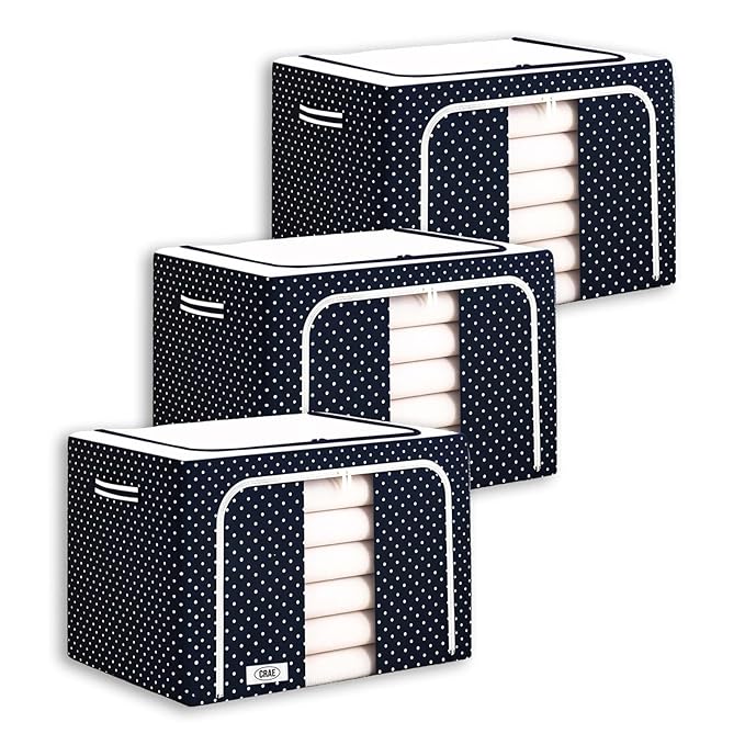 Crae Clothes, Foldable Clothes Storage Baskets for Wardrobe, Books, Saree, Shirts, Stationery Paper, Document Toy, with Handles |