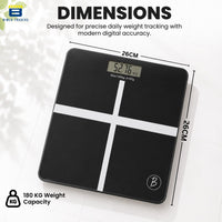 Bimla Traders Premium Digital Body Weight Scale | 26×26 cm Wide Platform | Clear LCD Display | Anti-Skid Base | 180 kg Capacity Cross Design