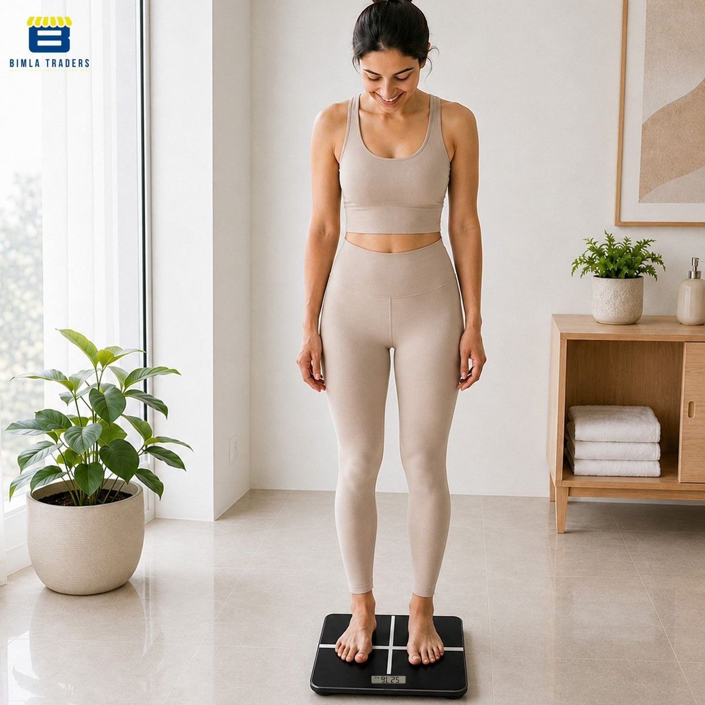 Bimla Traders Premium Digital Body Weight Scale | 26×26 cm Wide Platform | Clear LCD Display | Anti-Skid Base | 180 kg Capacity Cross Design
