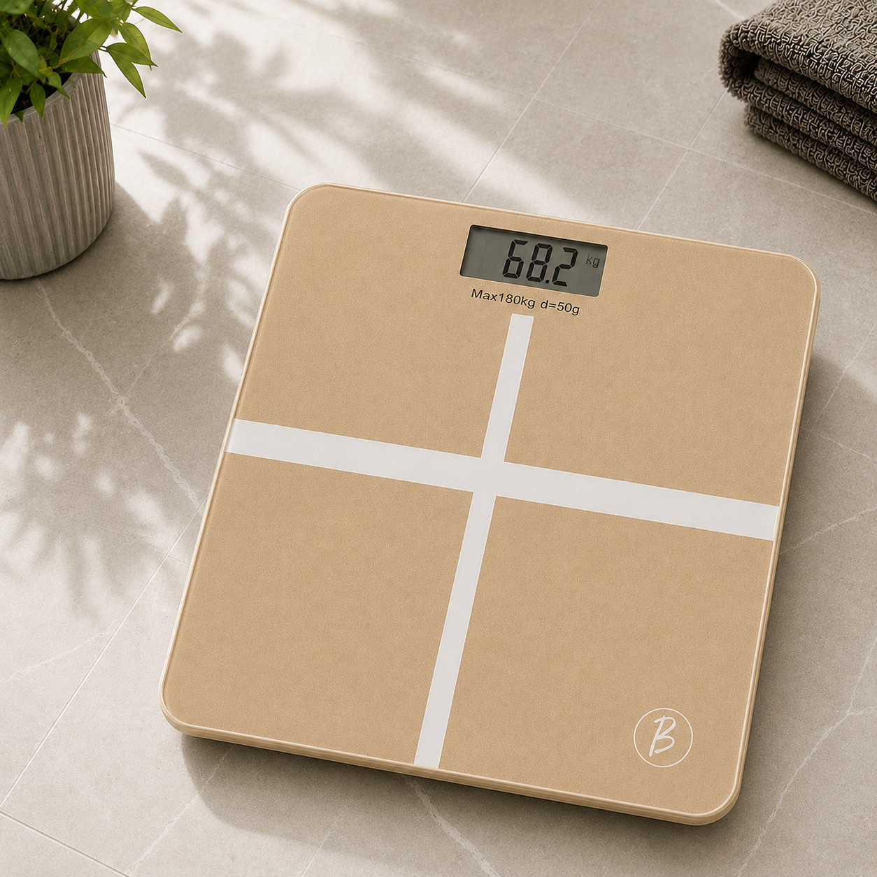 Bimla Traders Premium Digital Body Weight Scale | 26×26 cm Wide Platform | Clear LCD Display | Anti-Skid Base | 180 kg Capacity Cross Design