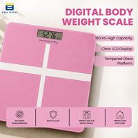 Bimla Traders Premium Digital Body Weight Scale | 26×26 cm Wide Platform | Clear LCD Display | Anti-Skid Base | 180 kg Capacity Cross Design