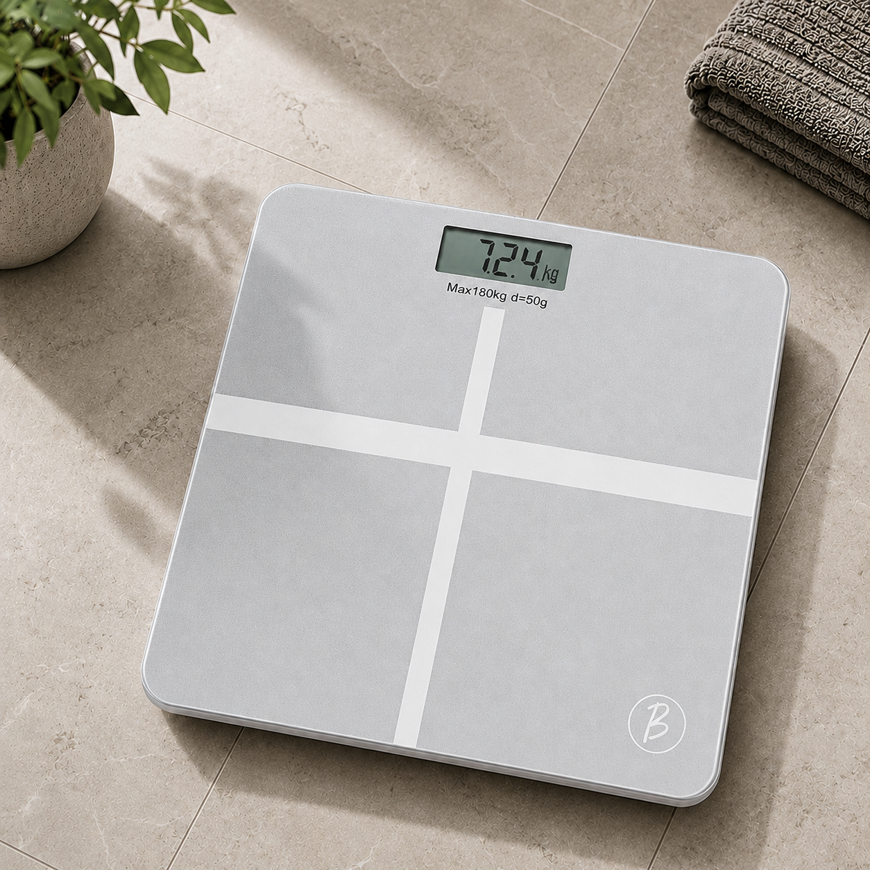 Bimla Traders Premium Digital Body Weight Scale | 26×26 cm Wide Platform | Clear LCD Display | Anti-Skid Base | 180 kg Capacity Cross Design