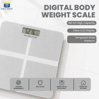 Bimla Traders Premium Digital Body Weight Scale | 26×26 cm Wide Platform | Clear LCD Display | Anti-Skid Base | 180 kg Capacity Cross Design