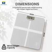 Bimla Traders Premium Digital Body Weight Scale | 26×26 cm Wide Platform | Clear LCD Display | Anti-Skid Base | 180 kg Capacity Cross Design