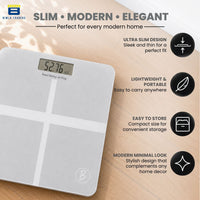 Bimla Traders Premium Digital Body Weight Scale | 26×26 cm Wide Platform | Clear LCD Display | Anti-Skid Base | 180 kg Capacity Cross Design