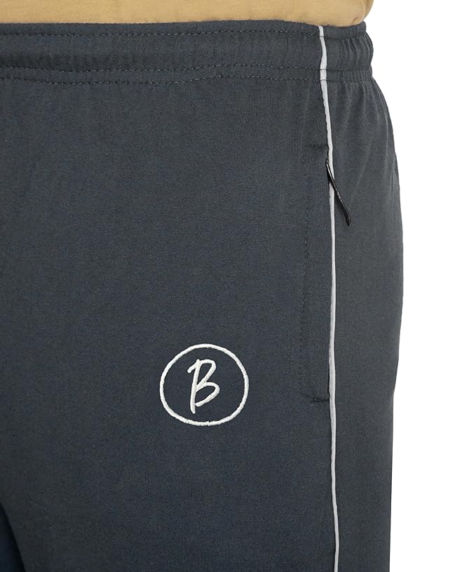 Btag Mens Regular Fit Comfortable Cotton Track Pants with Both Side Zipper Pocket