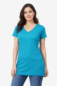 Bumchums Women's Cotton Stretch Regular Fit V Neck Half Sleeve T-Shirt | Women t Shirts for Formal, Casual, Office, Date, Outing, Party Tops