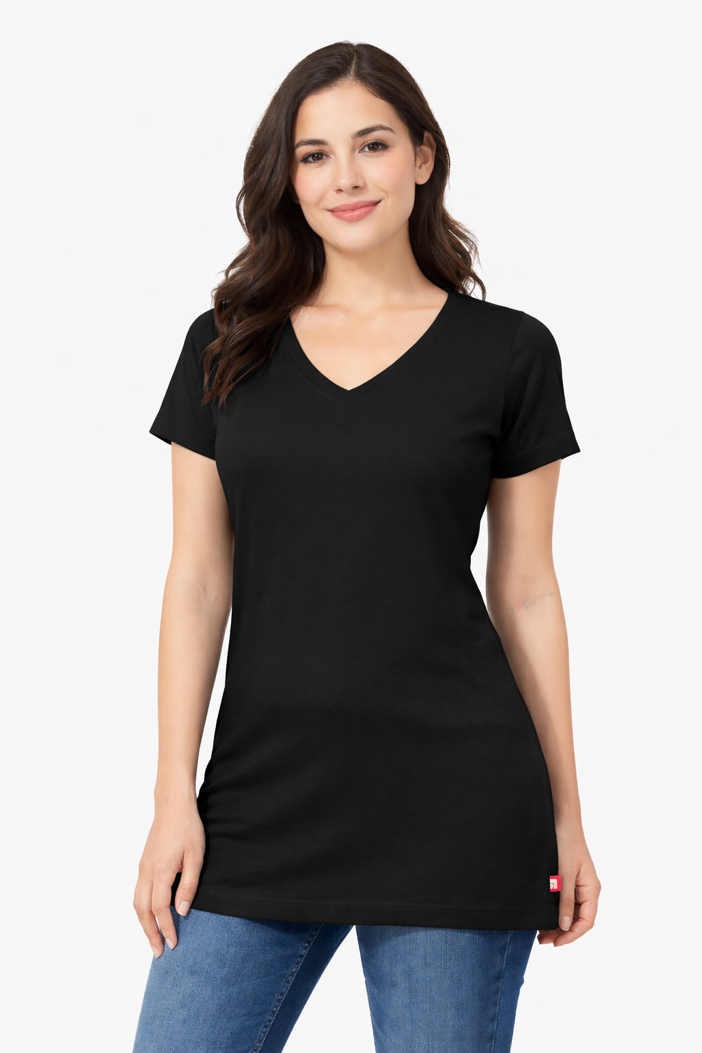 Bumchums Women's Cotton Stretch Regular Fit V Neck Half Sleeve T-Shirt | Women t Shirts for Formal, Casual, Office, Date, Outing, Party Tops