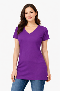 Bumchums Women's Cotton Stretch Regular Fit V Neck Half Sleeve T-Shirt | Women t Shirts for Formal, Casual, Office, Date, Outing, Party Tops