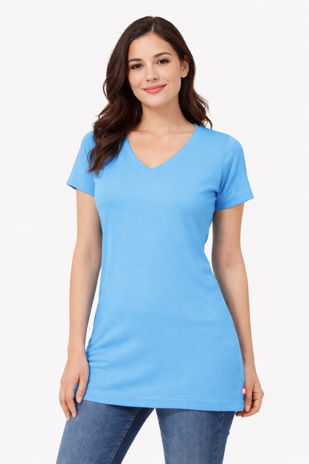 Bumchums Women's Cotton Stretch Regular Fit V Neck Half Sleeve T-Shirt | Women t Shirts for Formal, Casual, Office, Date, Outing, Party Tops