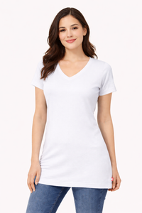 Bumchums Women's Cotton Stretch Regular Fit V Neck Half Sleeve T-Shirt | Women t Shirts for Formal, Casual, Office, Date, Outing, Party Tops