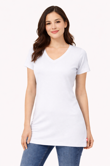 Bumchums Women's Cotton Stretch Regular Fit V Neck Half Sleeve T-Shirt | Women t Shirts for Formal, Casual, Office, Date, Outing, Party Tops