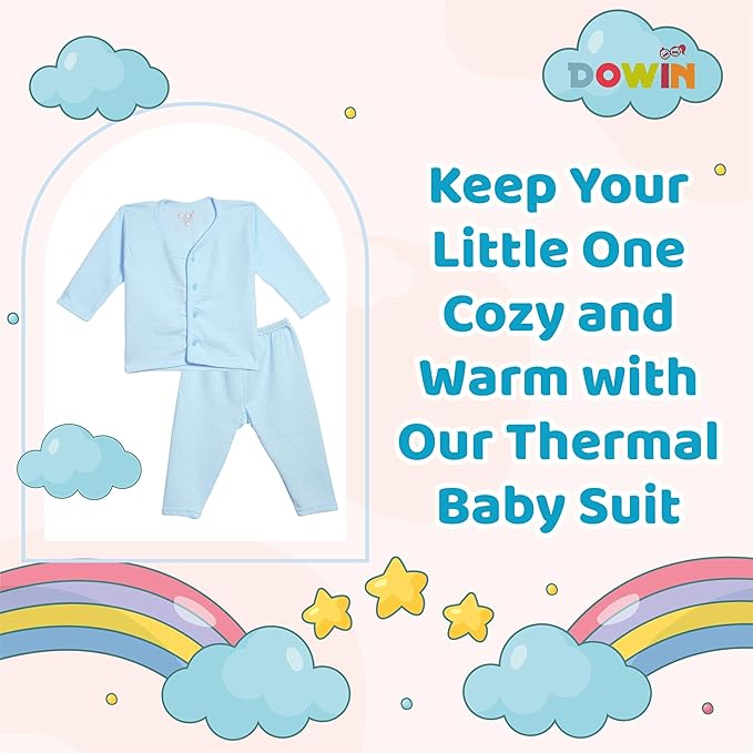 Dowin Winter Warmth Front Open Thermal Baby Suit for Winter Assorted | Pack of 3