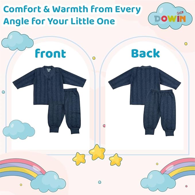 Dowin Winter Warmth Front Open Thermal Baby Suit for Winter Assorted | Pack of 3