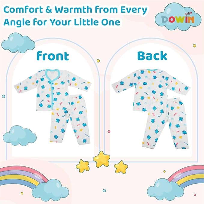 Dowin Winter Warmth Front Open Thermal Baby Suit for Winter Assorted | Pack of 3