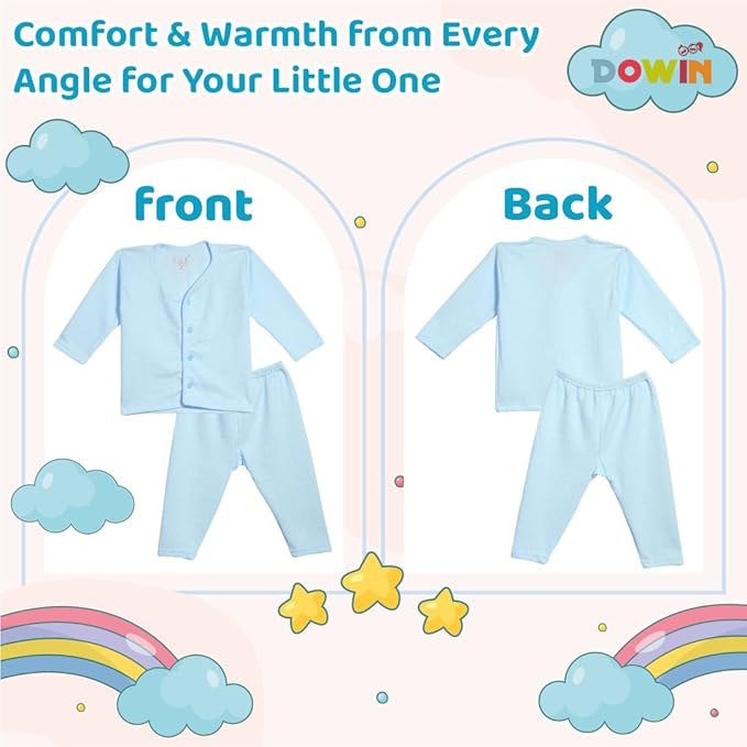 Dowin Winter Warmth Front Open Thermal Baby Suit for Winter Assorted | Pack of 3