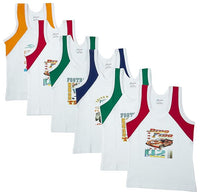 Dowin Sleeveless Printed Cotton Vest for Kids Boys (Pack of 6)