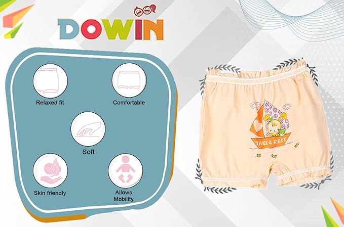 Dowin Boys and Girls 100% Cotton Bloomers(Pack of 6)