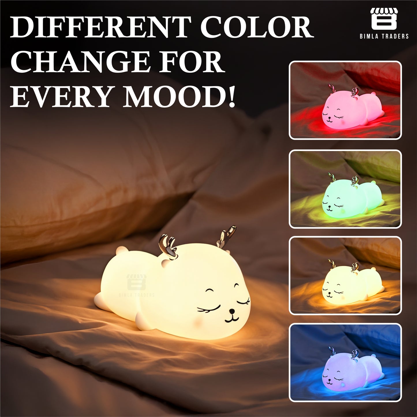 Deer Silicone Lamp for Baby, Boys & Girls Bedroom, Home Decoration