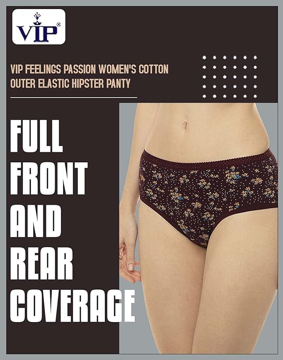 VIP Feelings Passion Women's Cotton Outer Elastic Hipster Panty(Pack of 3)