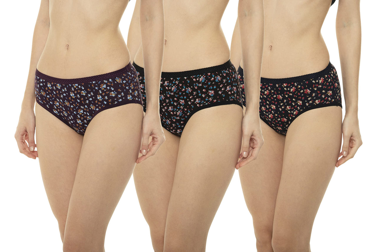 VIP Feelings Passion Women's Cotton Outer Elastic Hipster Panty(Pack of 3)