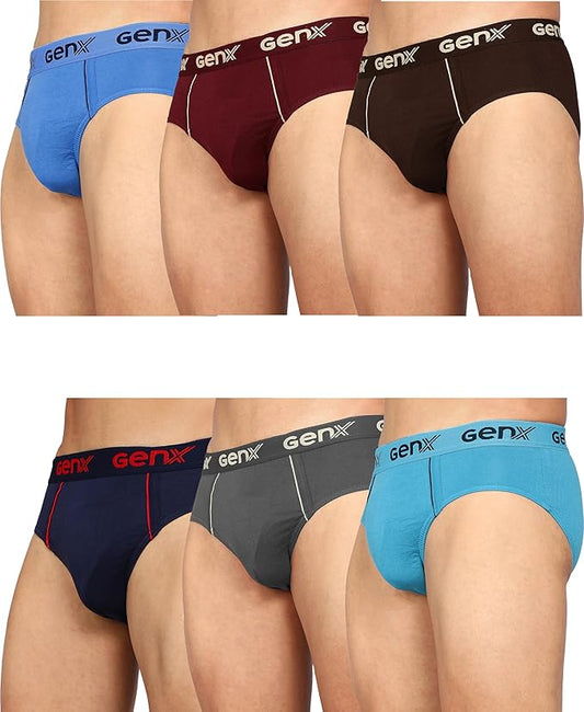 GENX Men's Cotton Solid Briefs (Pack of 6)