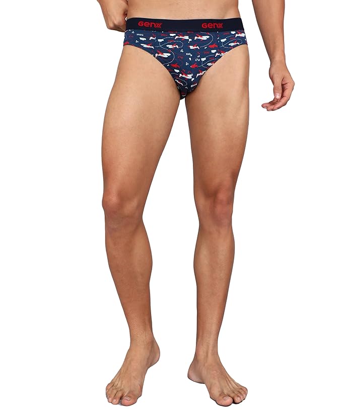 Genx Men's Cotton Regular All Over Print Briefs (Pack of 4) Printed