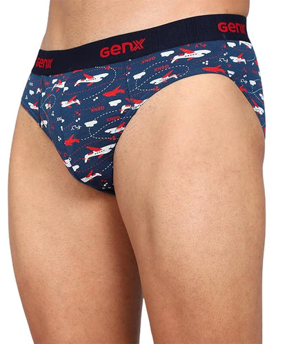 Genx Men's Cotton Regular All Over Print Briefs (Pack of 4) Printed