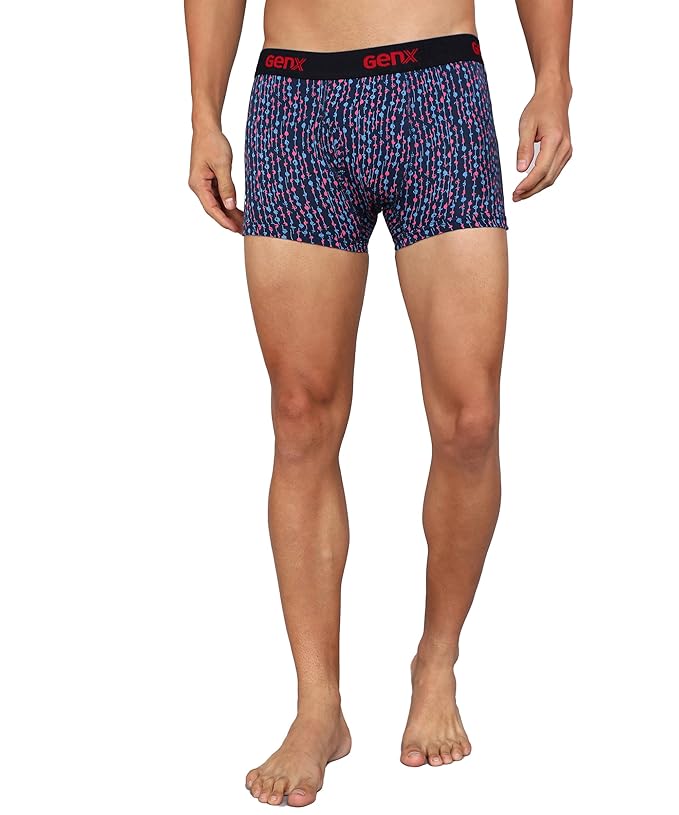 Genx Men's Cotton Regular All Over Print Trunks (Pack of 4)