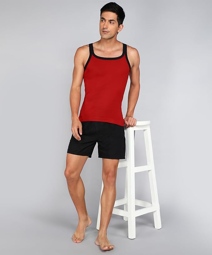 Genx Men's Solid Regular Fit Vest (Pack of 3)