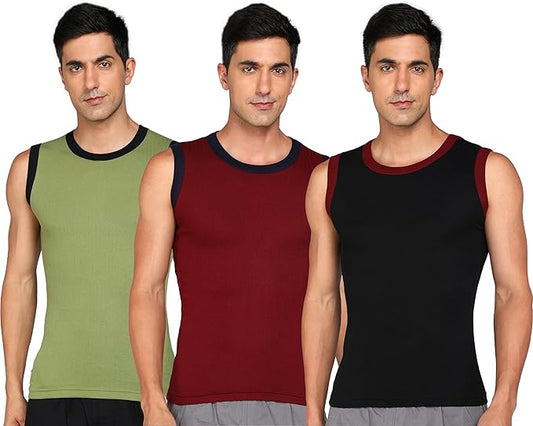 Genx Men's Regular Fit Vest (Pack of 3)