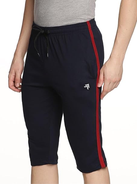 Genx Men's Athletic Capri - 100% Cotton, Sporty Design, Perfect for Sports & Everyday Wear