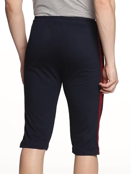 Genx Men's Athletic Capri - 100% Cotton, Sporty Design, Perfect for Sports & Everyday Wear