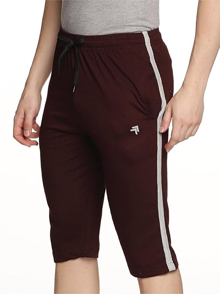 Genx Men's Athletic Capri - 100% Cotton, Sporty Design, Perfect for Sports & Everyday Wear